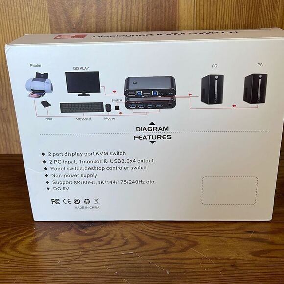 2 Port DisplayPort KVM Switch DP 2.0 USB 3.0 for 2 Computers Share Keyboard - Picture 3 of 11